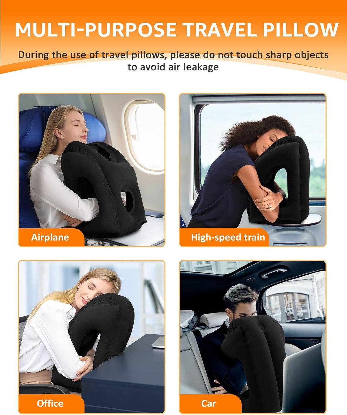 Travel Pillow, Inflatable Neck Pillow Used for Airplanes/Cars/Buses/Trains/Office Napping with Eye Mask/Earplugs (Blue)