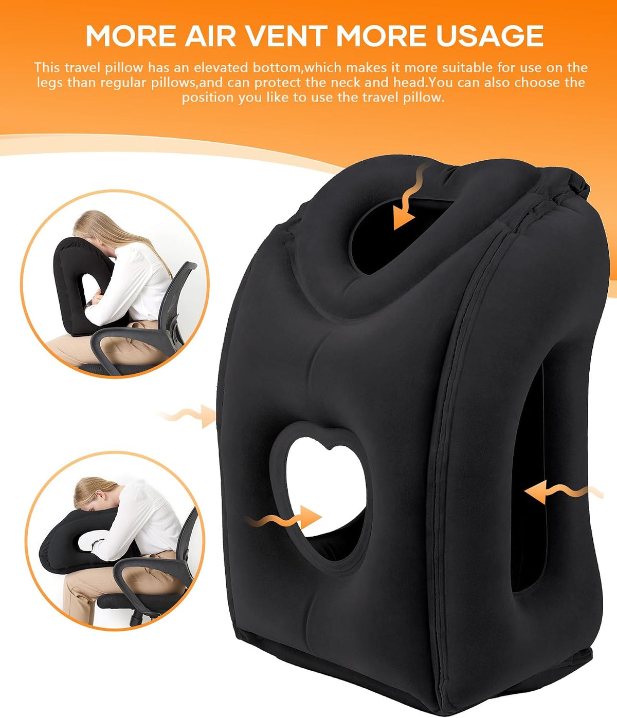 Travel Pillow, Inflatable Neck Pillow Used for Airplanes/Cars/Buses/Trains/Office Napping with Eye Mask/Earplugs (Blue)