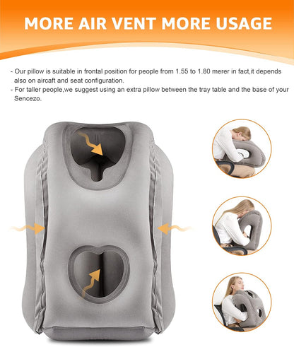 Travel Pillow, Inflatable Neck Pillow Used for Airplanes/Cars/Buses/Trains/Office Napping with Eye Mask/Earplugs (Blue)