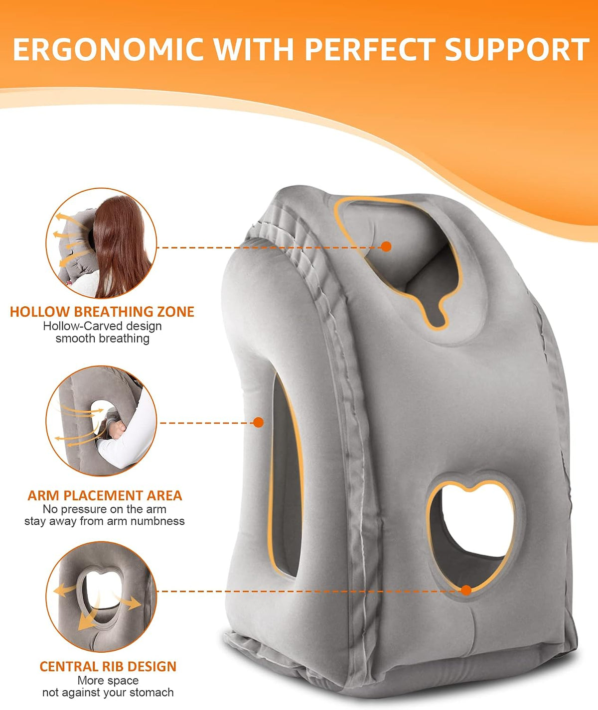 Travel Pillow, Inflatable Neck Pillow Used for Airplanes/Cars/Buses/Trains/Office Napping with Eye Mask/Earplugs (Blue)