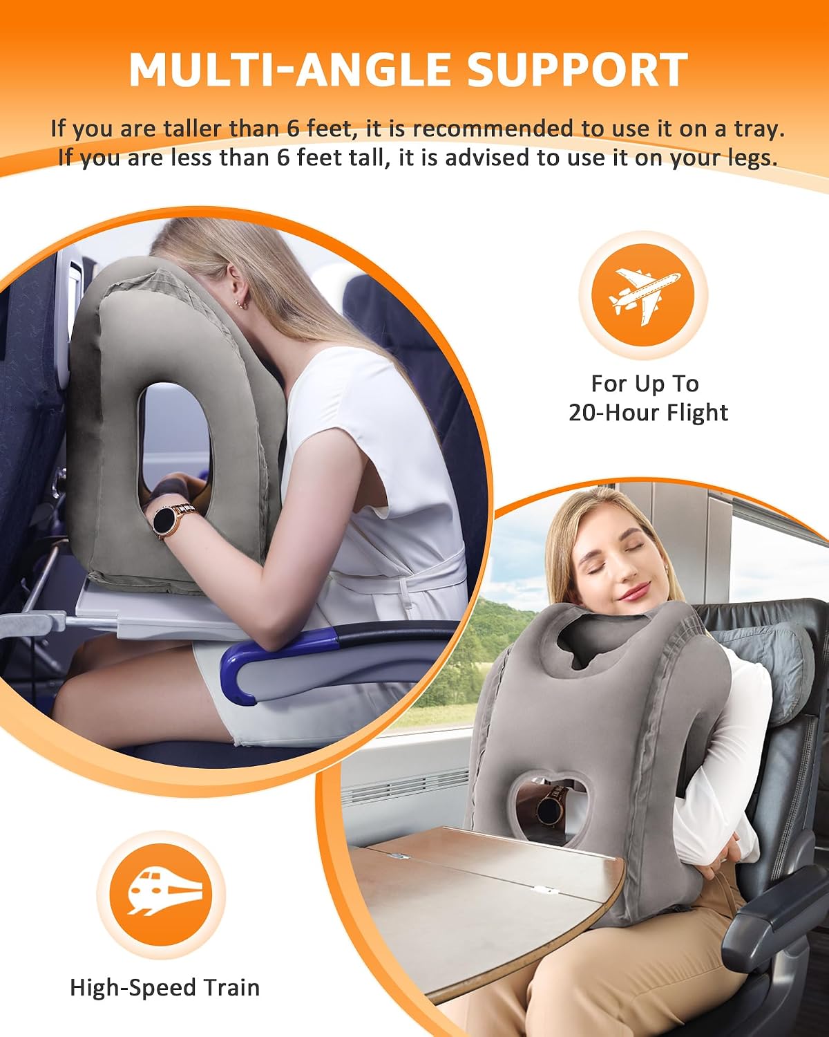 Travel Pillow, Inflatable Neck Pillow Used for Airplanes/Cars/Buses/Trains/Office Napping with Eye Mask/Earplugs (Blue)