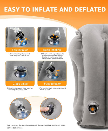 Travel Pillow, Inflatable Neck Pillow Used for Airplanes/Cars/Buses/Trains/Office Napping with Eye Mask/Earplugs (Blue)