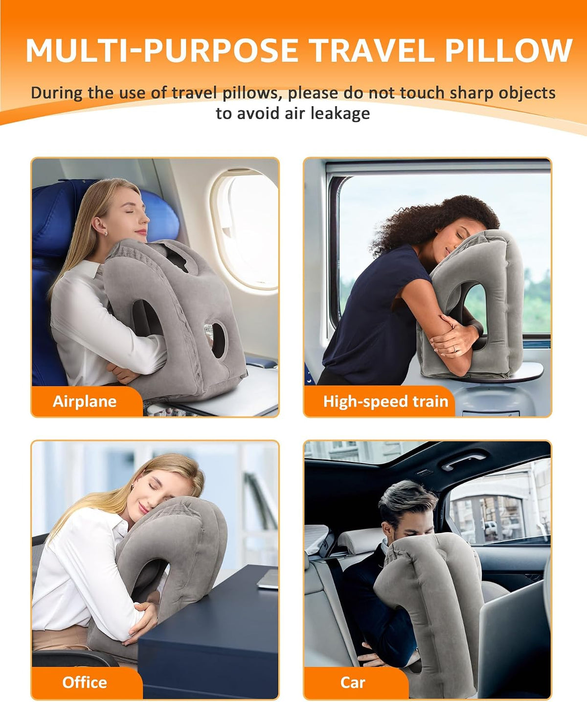Travel Pillow, Inflatable Neck Pillow Used for Airplanes/Cars/Buses/Trains/Office Napping with Eye Mask/Earplugs (Blue)
