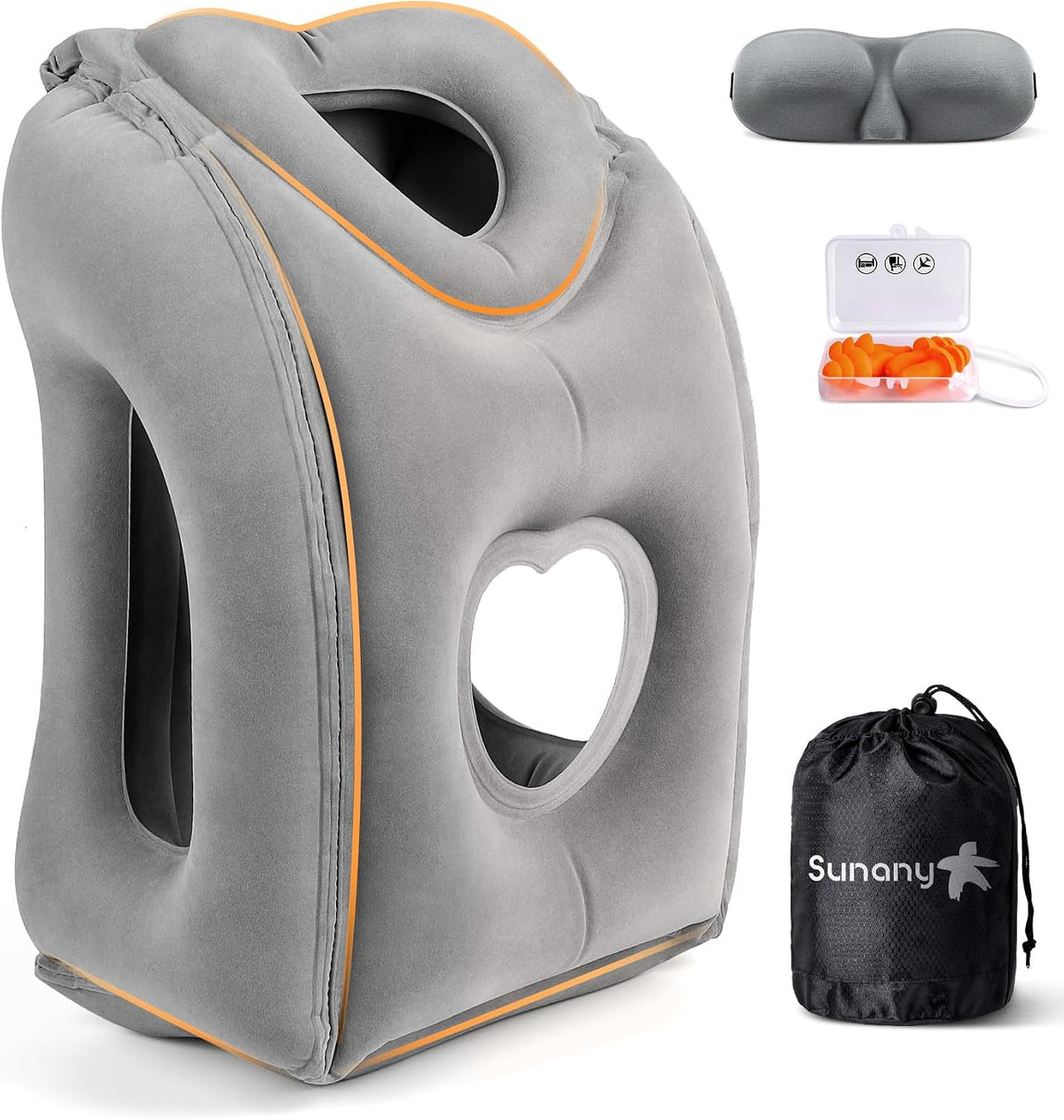 Travel Pillow, Inflatable Neck Pillow Used for Airplanes/Cars/Buses/Trains/Office Napping with Eye Mask/Earplugs (Blue)