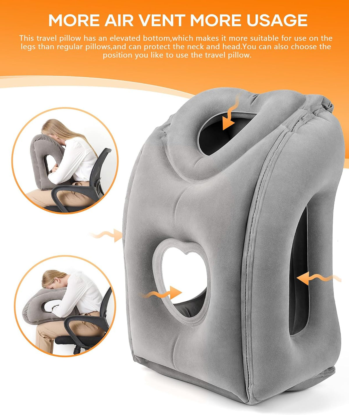 Travel Pillow, Inflatable Neck Pillow Used for Airplanes/Cars/Buses/Trains/Office Napping with Eye Mask/Earplugs (Blue)