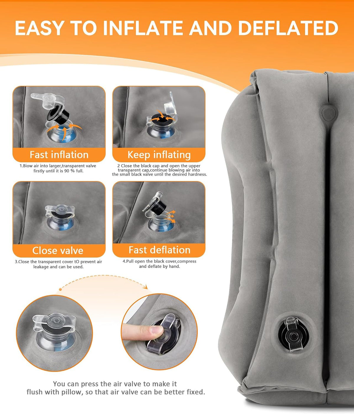 Travel Pillow, Inflatable Neck Pillow Used for Airplanes/Cars/Buses/Trains/Office Napping with Eye Mask/Earplugs (Blue)