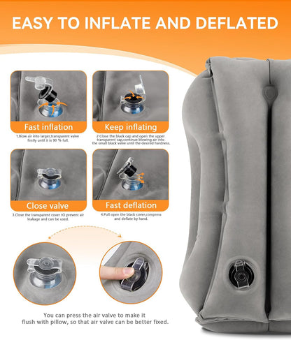 Travel Pillow, Inflatable Neck Pillow Used for Airplanes/Cars/Buses/Trains/Office Napping with Eye Mask/Earplugs (Blue)