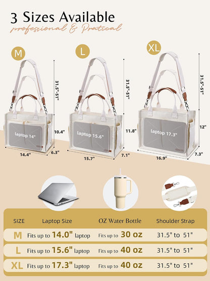 Canvas Tote Bag for Women with Zipper, Work Laptop Purse with Compartments & Luggage Sleeve, Adjustable Strap