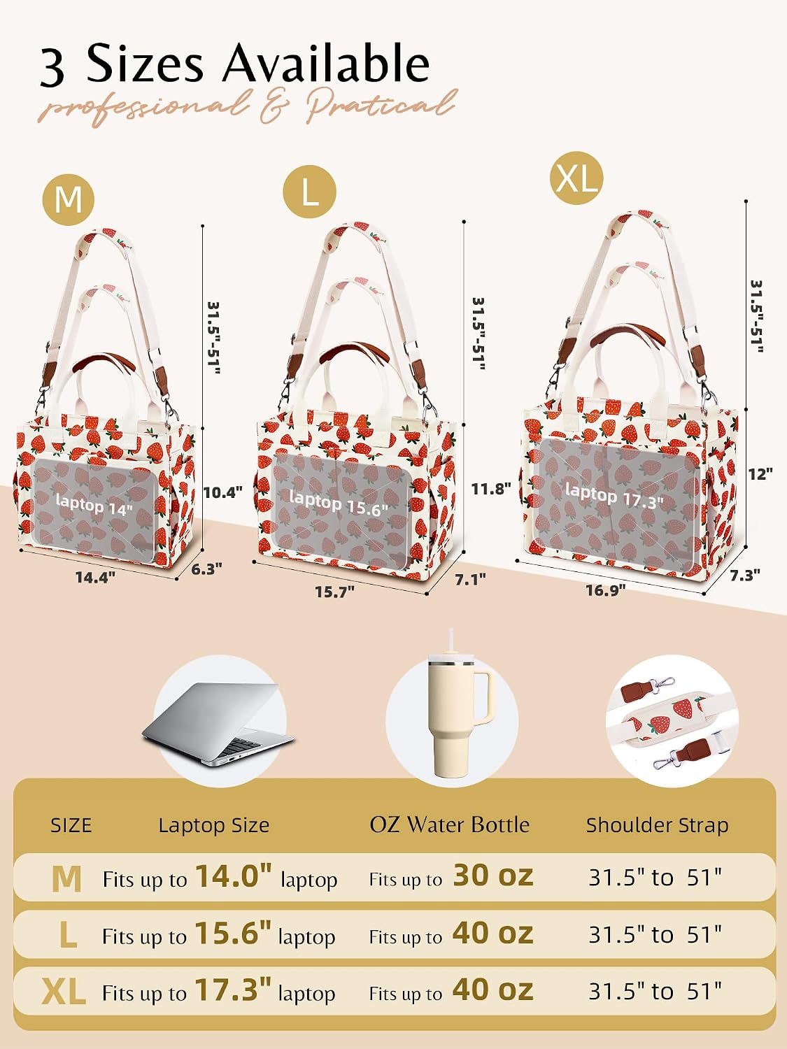Canvas Tote Bag for Women with Zipper, Work Laptop Purse with Compartments & Luggage Sleeve, Adjustable Strap