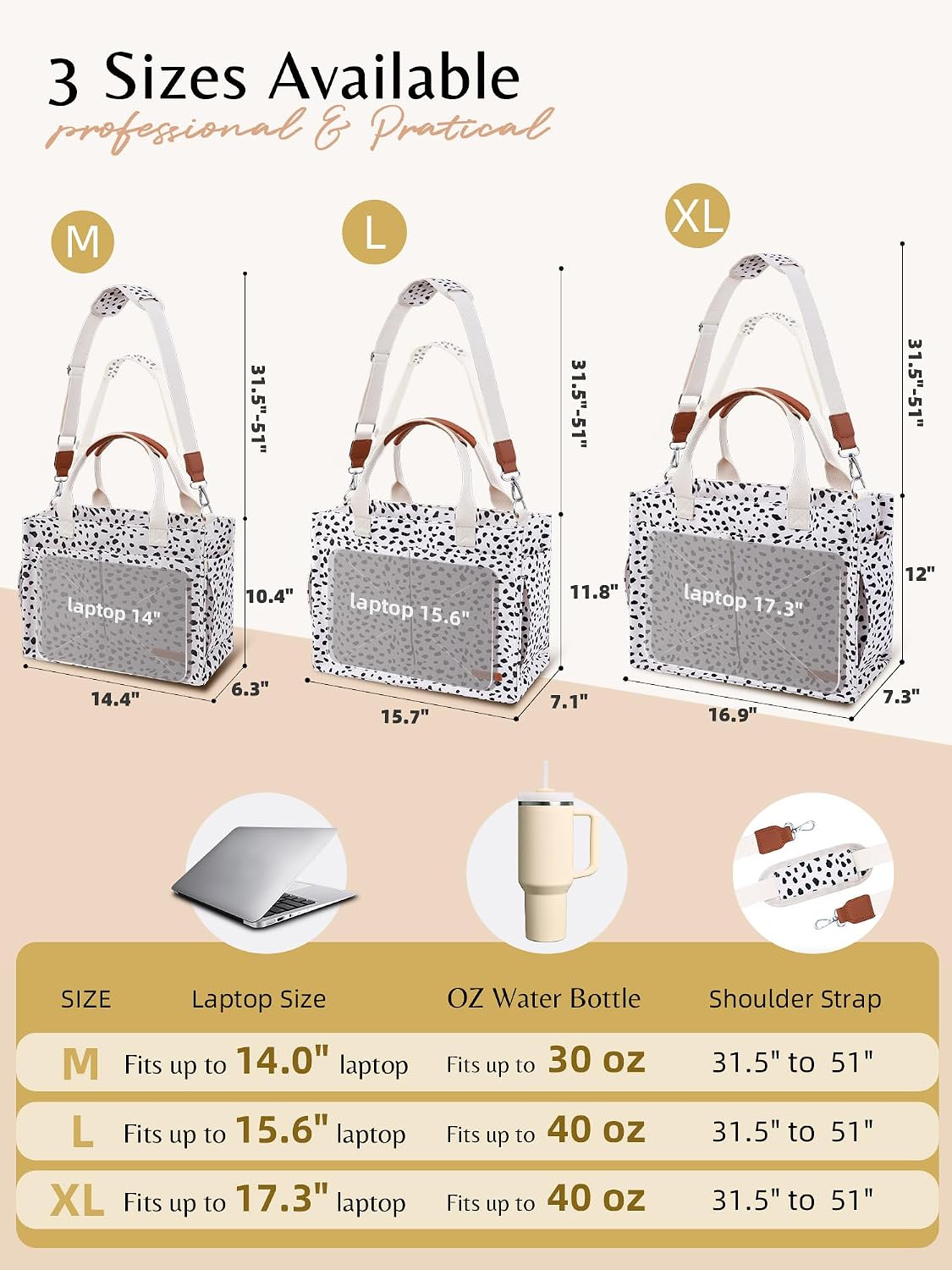Canvas Tote Bag for Women with Zipper, Work Laptop Purse with Compartments & Luggage Sleeve, Adjustable Strap