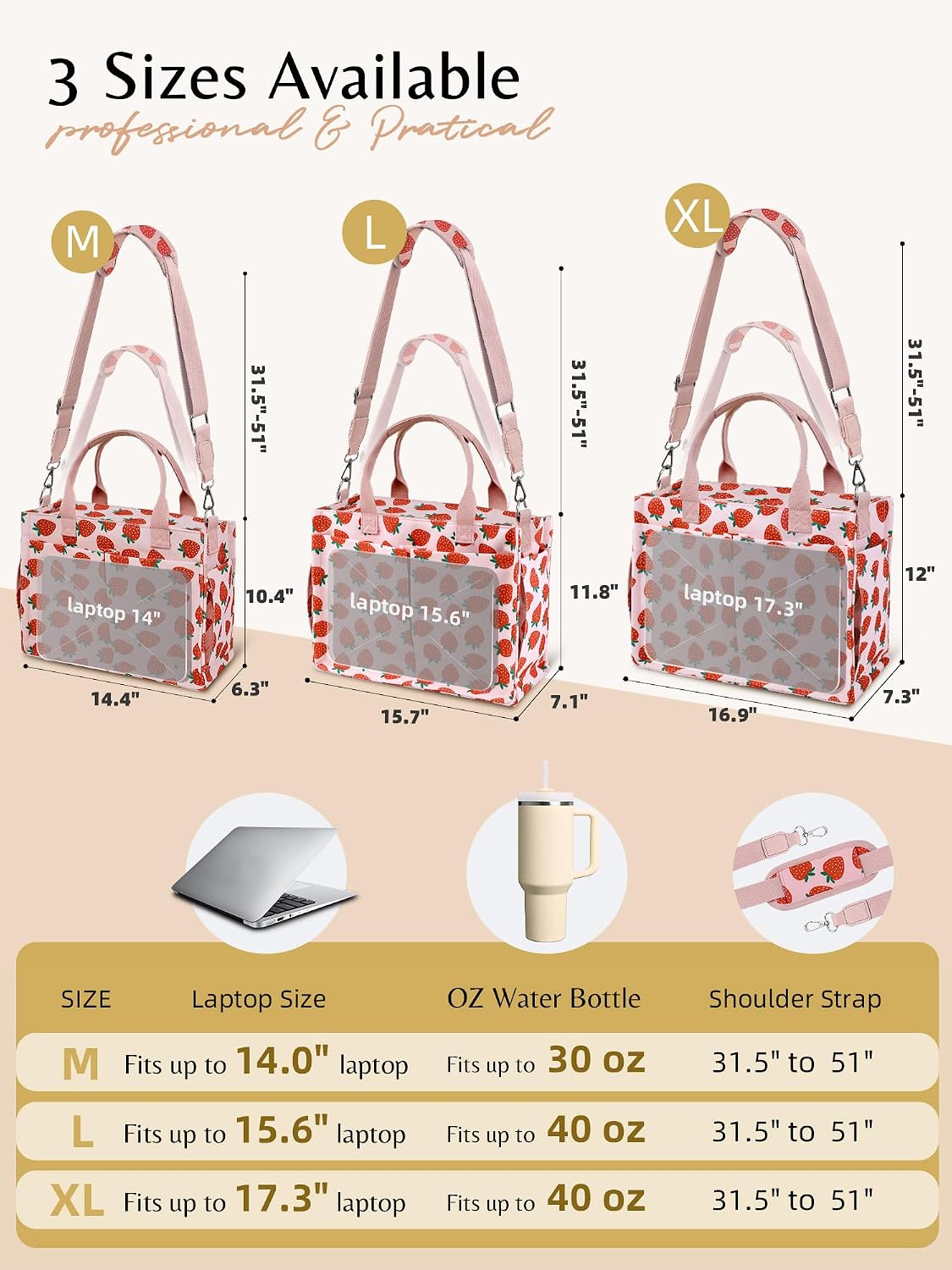 Canvas Tote Bag for Women with Zipper, Work Laptop Purse with Compartments & Luggage Sleeve, Adjustable Strap