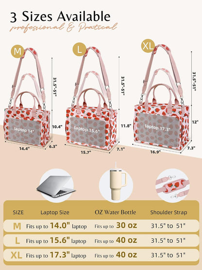 Canvas Tote Bag for Women with Zipper, Work Laptop Purse with Compartments & Luggage Sleeve, Adjustable Strap