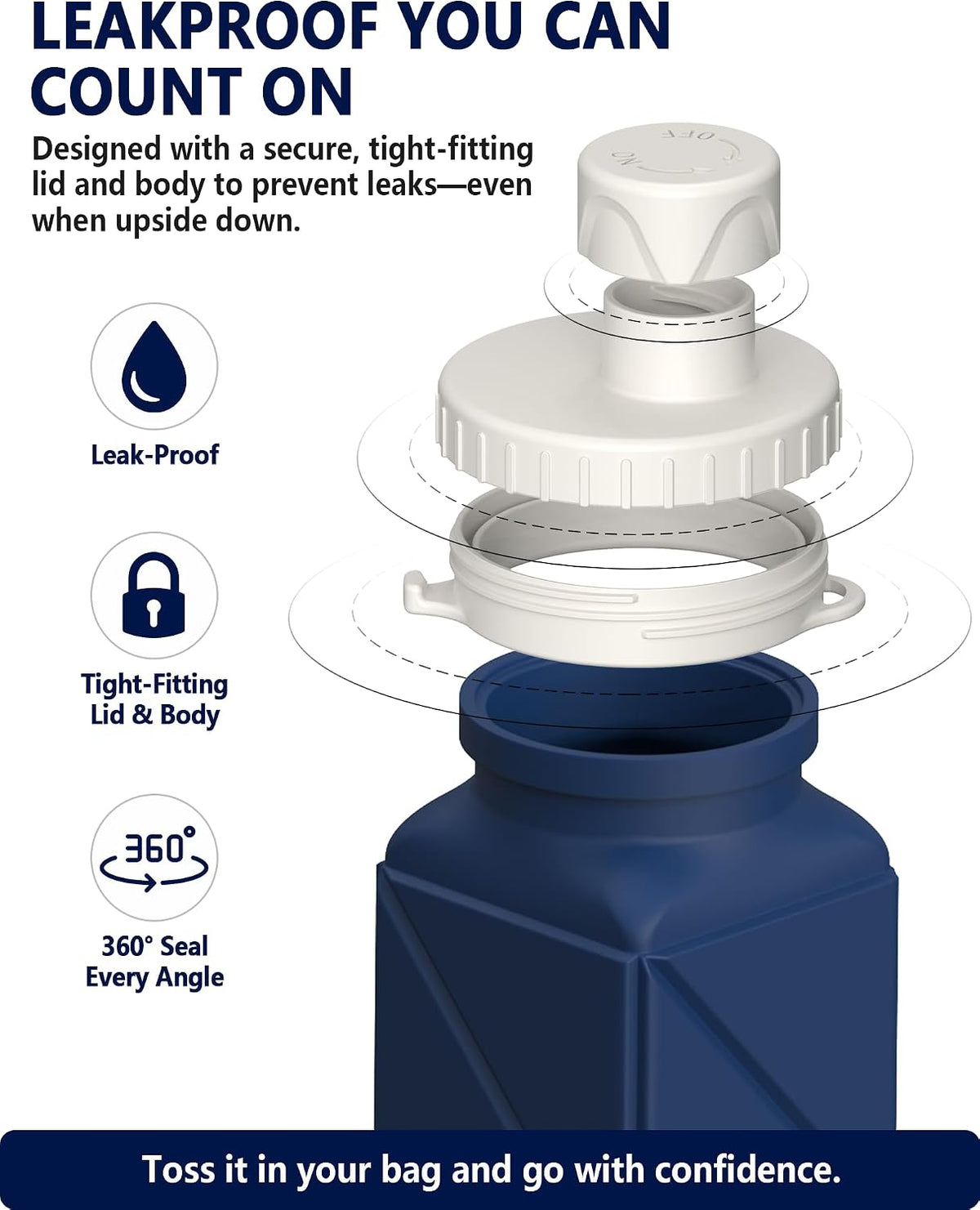Collapsible Water Bottles 21oz/610mL, Silicone Travel Water Bottle