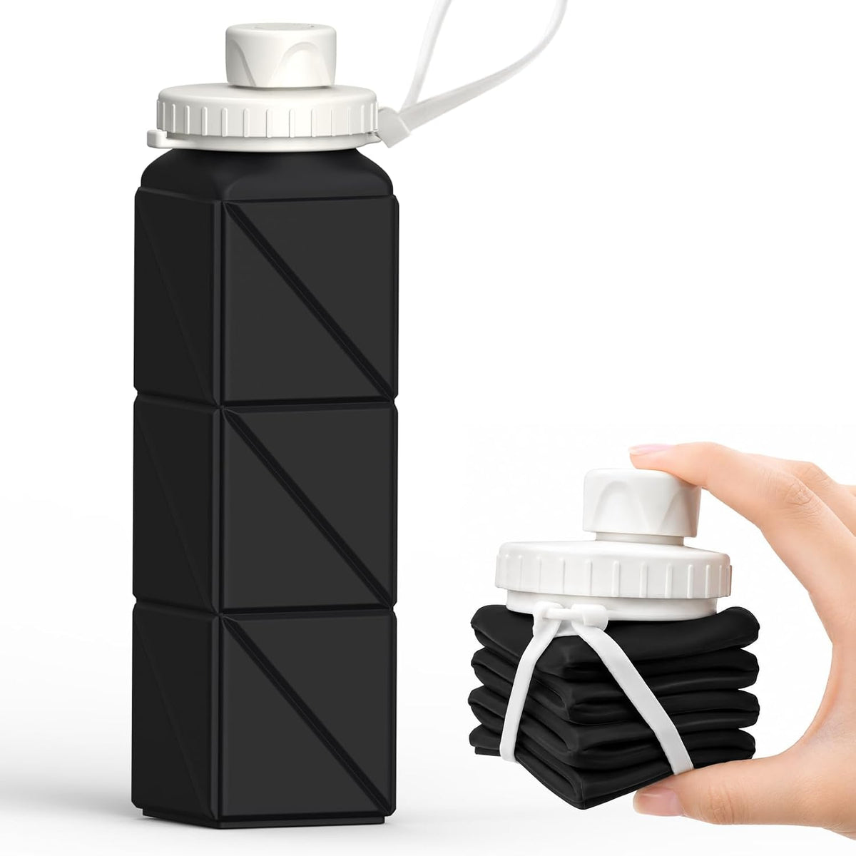 Collapsible Water Bottles 21oz/610mL, Silicone Travel Water Bottle