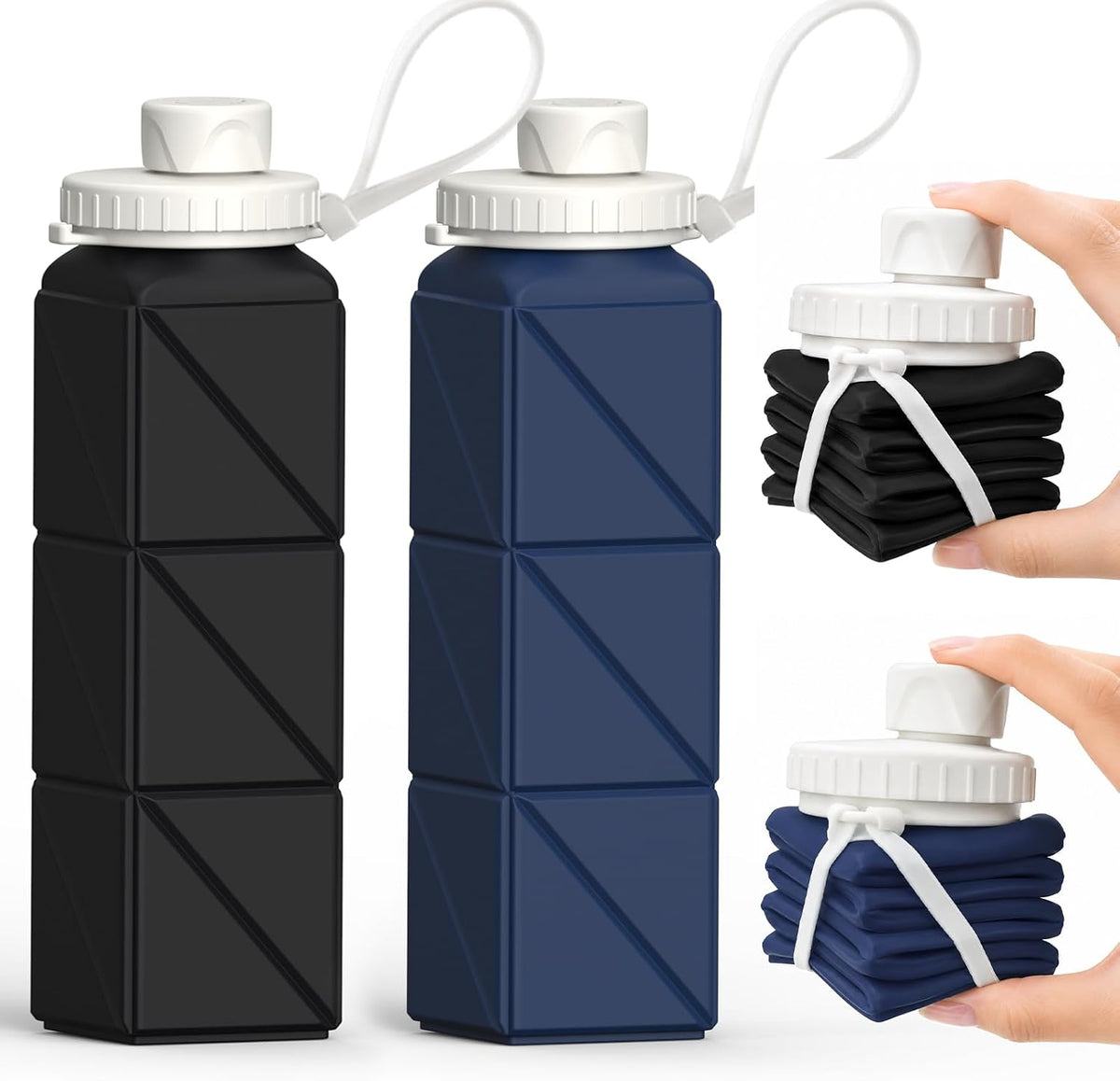 Collapsible Water Bottles 21oz/610mL, Silicone Travel Water Bottle
