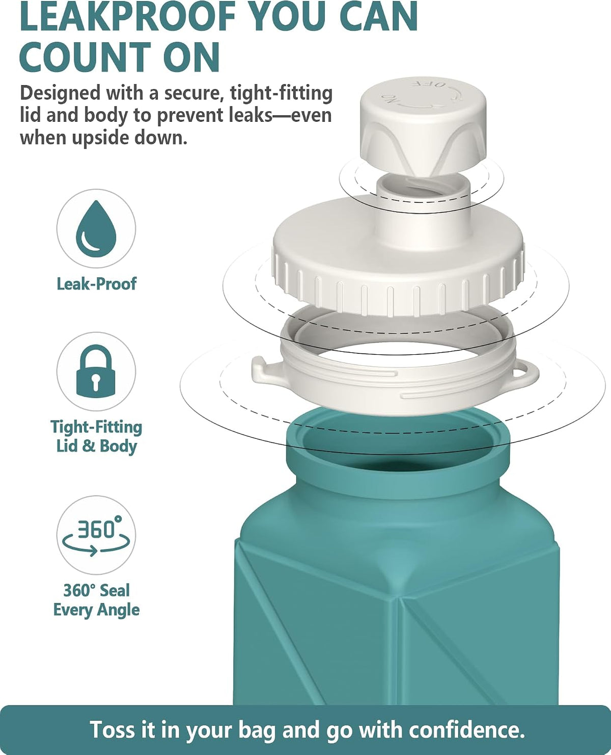 Collapsible Water Bottles 21oz/610mL, Silicone Travel Water Bottle