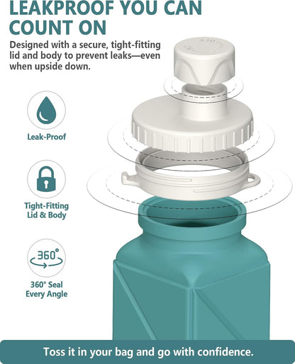 Collapsible Water Bottles 21oz/610mL, Silicone Travel Water Bottle