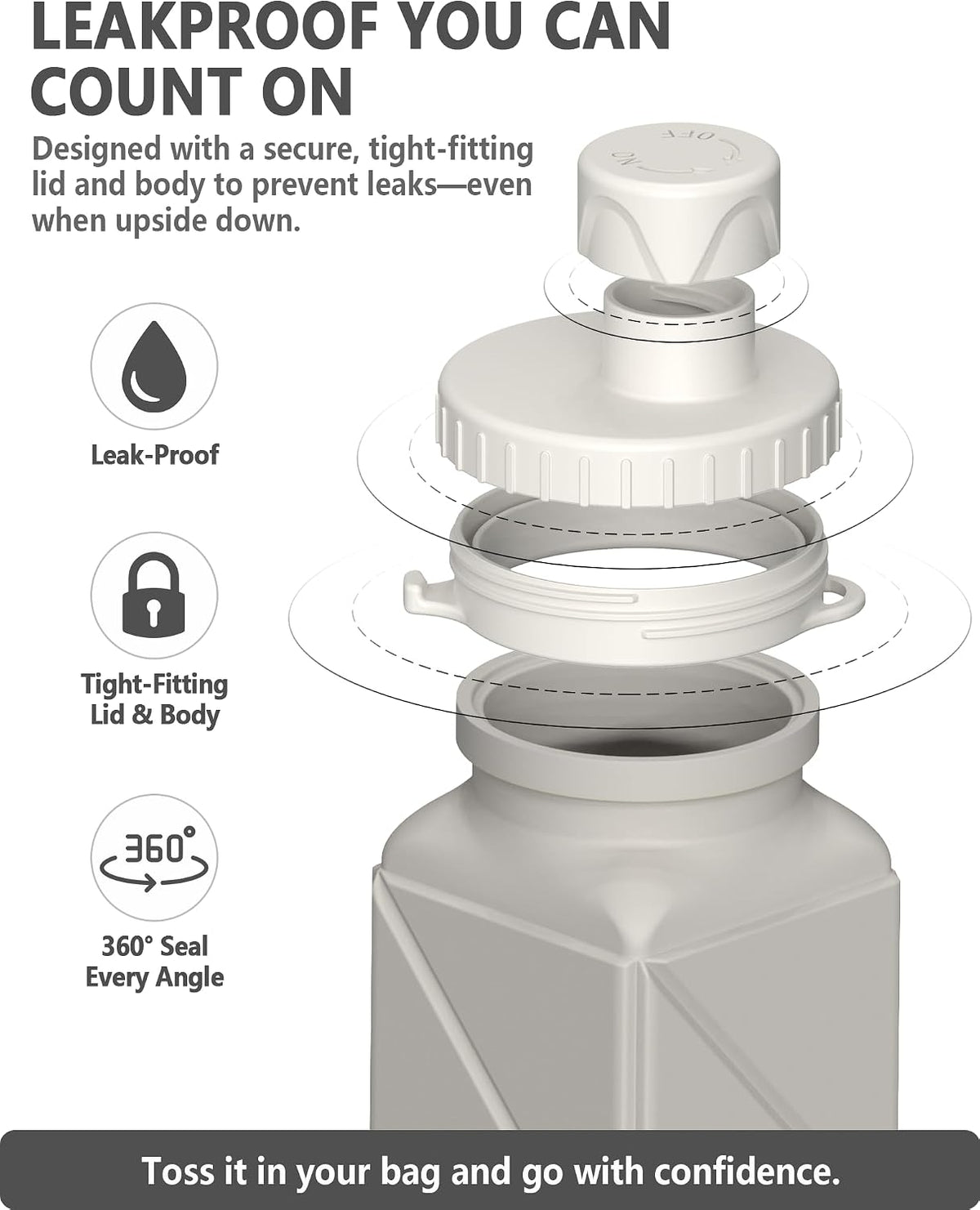 Collapsible Water Bottles 21oz/610mL, Silicone Travel Water Bottle