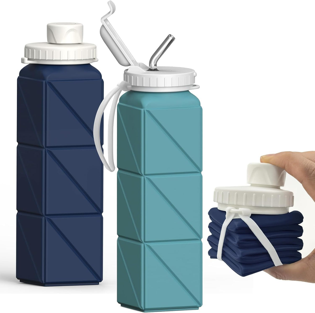 Collapsible Water Bottles 21oz/610mL, Silicone Travel Water Bottle