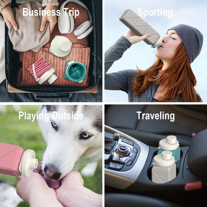 Collapsible Water Bottles 21oz/610mL, Silicone Travel Water Bottle
