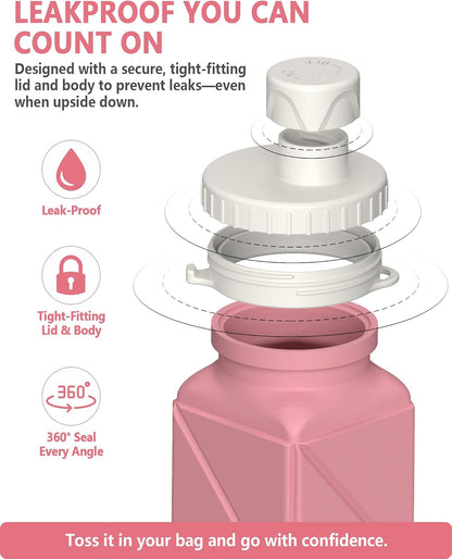 Collapsible Water Bottles 21oz/610mL, Silicone Travel Water Bottle