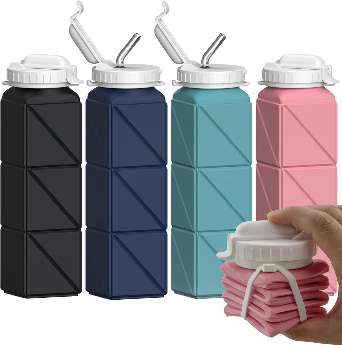 Collapsible Water Bottles 21oz/610mL, Silicone Travel Water Bottle
