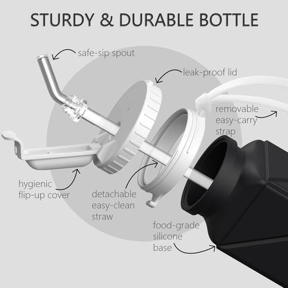 Collapsible Water Bottles 21oz/610mL, Silicone Travel Water Bottle