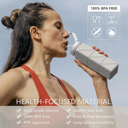 Collapsible Water Bottles 21oz/610mL, Silicone Travel Water Bottle
