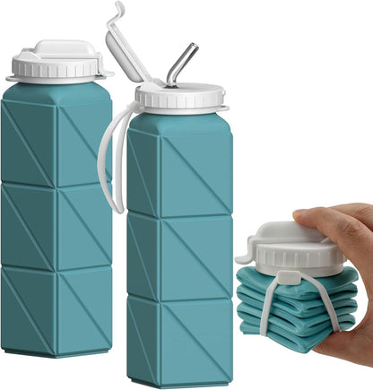 Collapsible Water Bottles 21oz/610mL, Silicone Travel Water Bottle