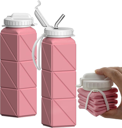 Collapsible Water Bottles 21oz/610mL, Silicone Travel Water Bottle