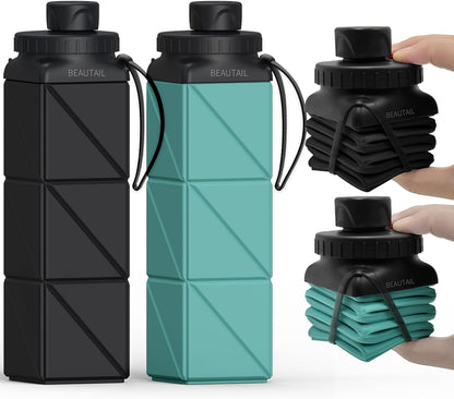 Collapsible Water Bottles 21oz/610mL, Silicone Travel Water Bottle