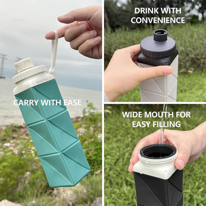 Collapsible Water Bottles 21oz/610mL, Silicone Travel Water Bottle