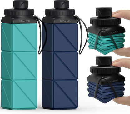 Collapsible Water Bottles 21oz/610mL, Silicone Travel Water Bottle