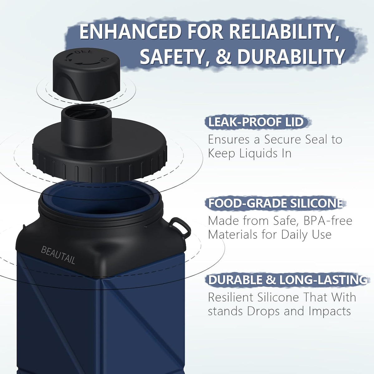 Collapsible Water Bottles 21oz/610mL, Silicone Travel Water Bottle