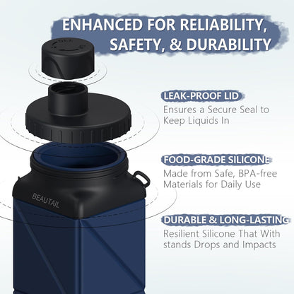 Collapsible Water Bottles 21oz/610mL, Silicone Travel Water Bottle