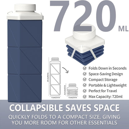 Collapsible Water Bottles 21oz/610mL, Silicone Travel Water Bottle