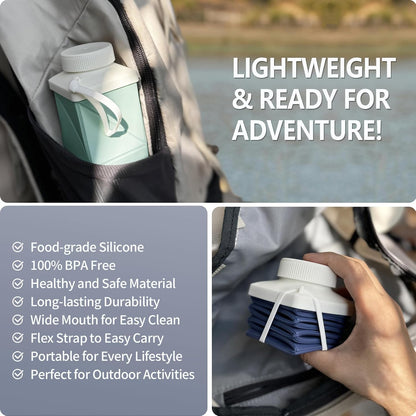 Collapsible Water Bottles 21oz/610mL, Silicone Travel Water Bottle
