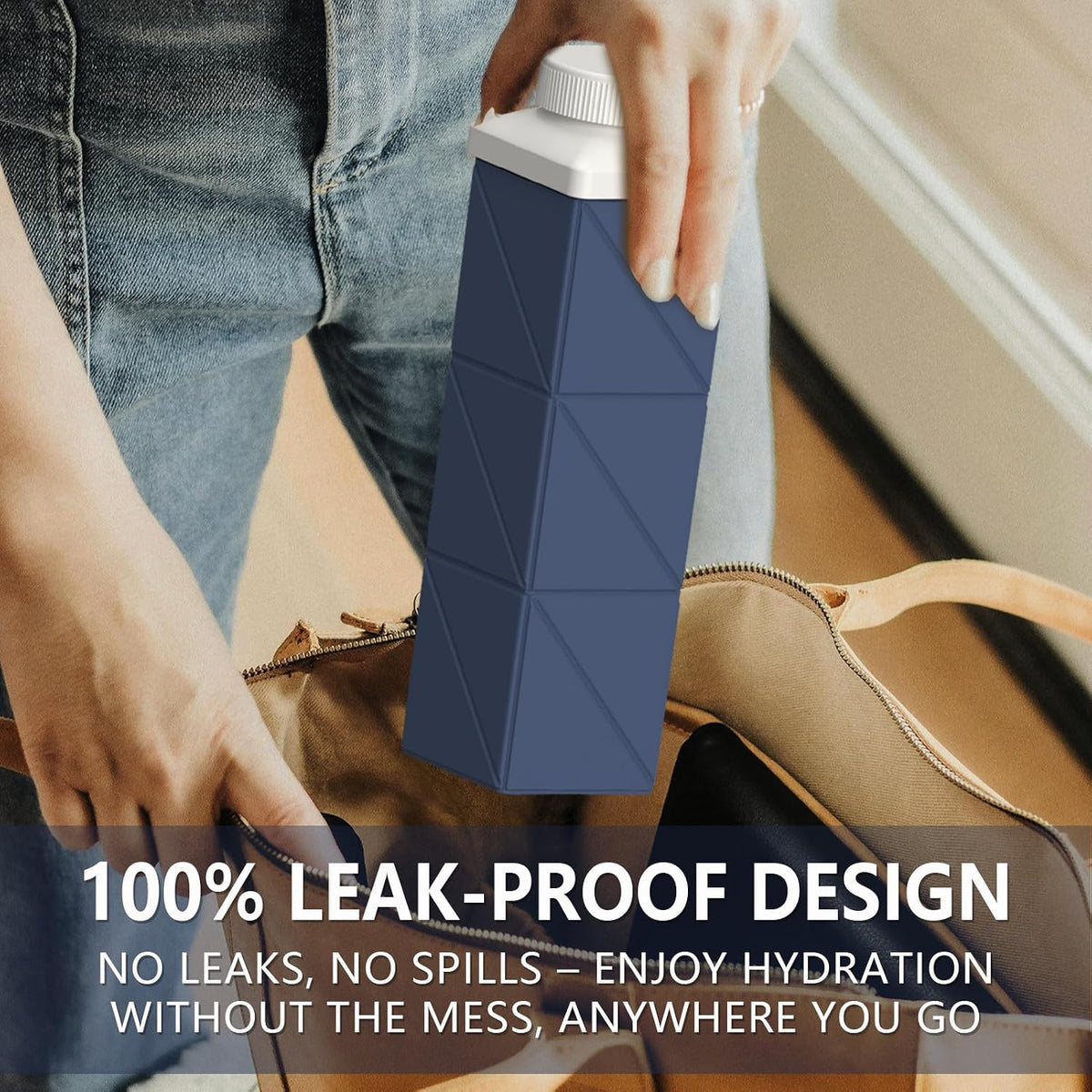 Collapsible Water Bottles 21oz/610mL, Silicone Travel Water Bottle