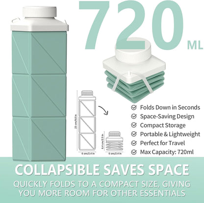 Collapsible Water Bottles 21oz/610mL, Silicone Travel Water Bottle