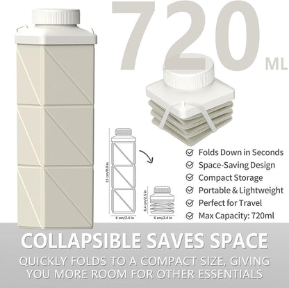 Collapsible Water Bottles 21oz/610mL, Silicone Travel Water Bottle
