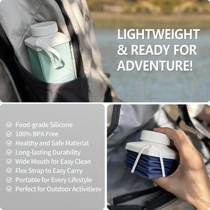 Collapsible Water Bottles 21oz/610mL, Silicone Travel Water Bottle