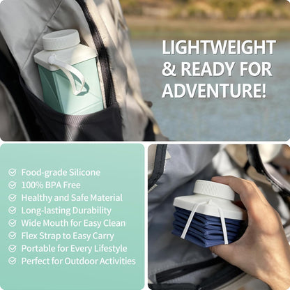 Collapsible Water Bottles 21oz/610mL, Silicone Travel Water Bottle