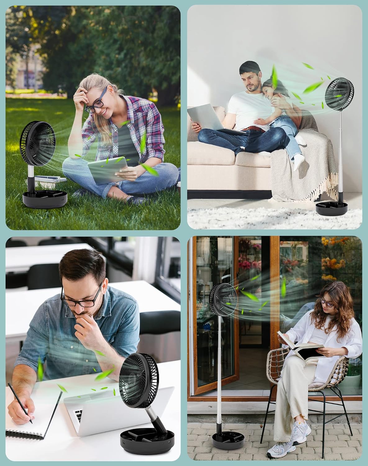 Portable Fan for Travel, Rechargeable Oscillating Fan with Remote