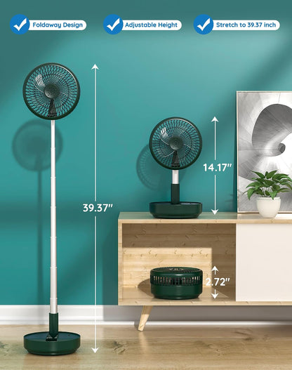 Portable Fan for Travel, Rechargeable Oscillating Fan with Remote