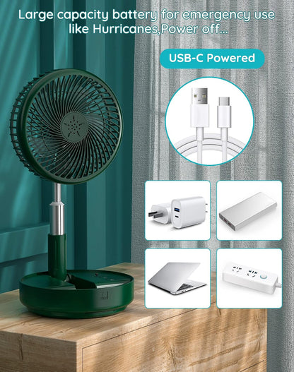 Portable Fan for Travel, Rechargeable Oscillating Fan with Remote
