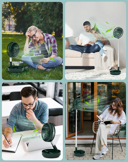 Portable Fan for Travel, Rechargeable Oscillating Fan with Remote