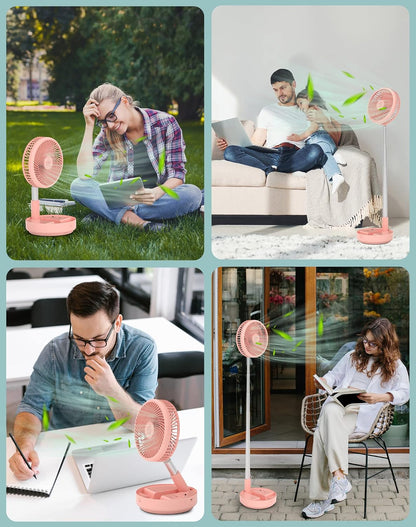 Portable Fan for Travel, Rechargeable Oscillating Fan with Remote