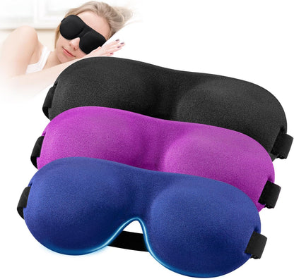 Sleep Mask for Back and Side Sleeper 3 Pack, 100% Blackout Eye Mask