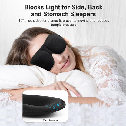 Sleep Mask for Back and Side Sleeper 3 Pack, 100% Blackout Eye Mask