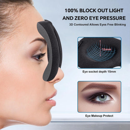 Sleep Mask for Back and Side Sleeper 3 Pack, 100% Blackout Eye Mask